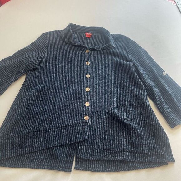 Toofan Blue Stripe Lagenlook Tunic Top Plus Size 1X - Picture 6 of 8